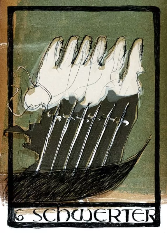 Tarotkarten: 6 der Schwerter